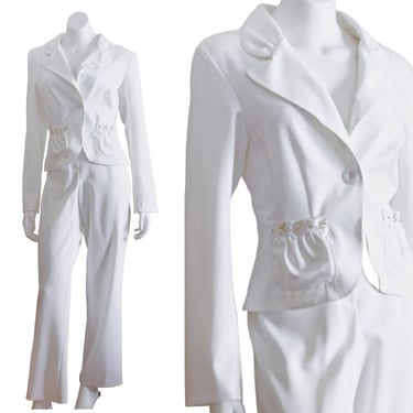 1990s Women's White Pantsuit 