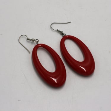 vintage red plastic hippie boho earrings 