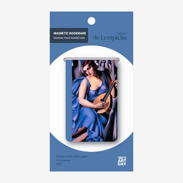 Woman in blue with a guitar | Magnetic Bookmark
