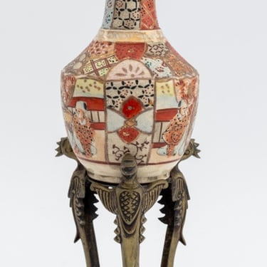 Japanese Satsuma Pottery Bottle Vase