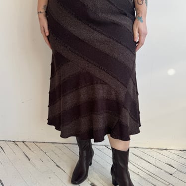 Vintage - Brown Tweed Stripe Skirt (1X)