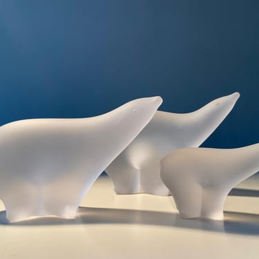 Modernist Frosted Glass Polar Bears made by Christian Copenhagen of San Francisco Danish Modern 