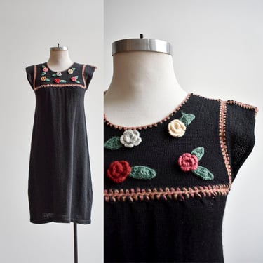 Vintage Black Knit Jumper Dress 