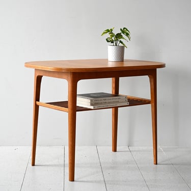 Vintage Scandinavian Oak Coffee Table with Slatted Shelf, Kägers Industrier AB, 1960s 