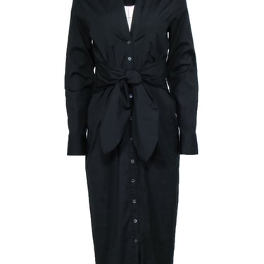 Veronica Beard - Black Long Sleeve Button Down Maxi Shirt Dress Sz 8