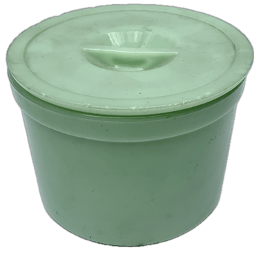 Vintage Uranium Jadeite Lidded Round Canister