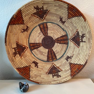 Vintage Circle Coil Woven Basket Handmade | Southwestern Woven Basket | Decorative Basket 