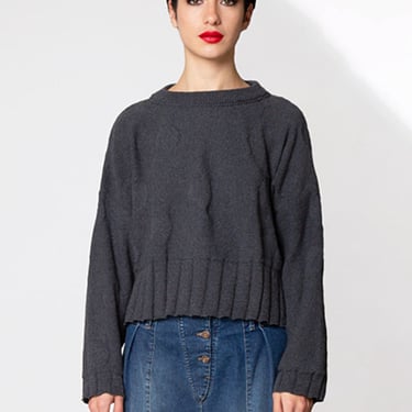 Knit Polka-Dot Texture Pullover in GREY or STONE