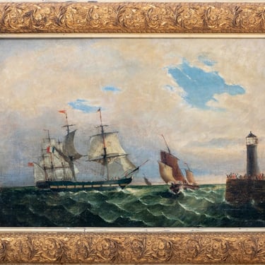 French School Warship off Corsica Oil on Canvas