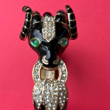Ciner ? rams head bracelet vintage jeweled enamel clamper 