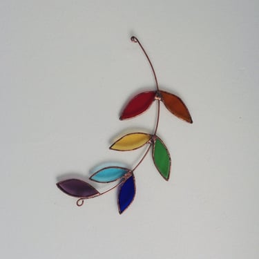 Rainbow Olive Branch - suncatcher - stained glass - proceeds to charity - eco friendly 