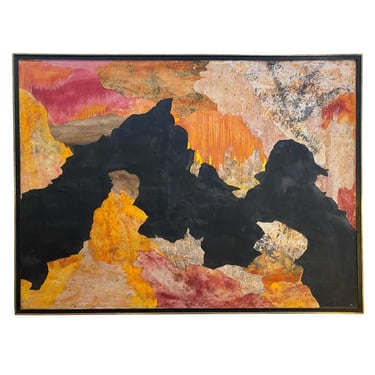 Large Orange And Black Abstract Expressionist Painting by Shirley Bleviss