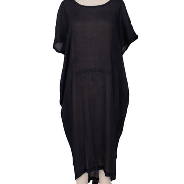 Black Crane Plissé Cocoon Dress