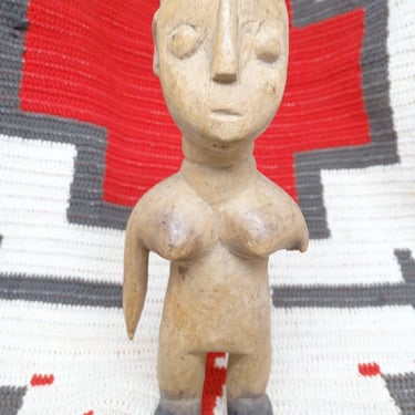 Antique Early 1900's Ewe Venavi Hand Carved Tribal African Female Figure, Ghana Togo Folk Art Statue 