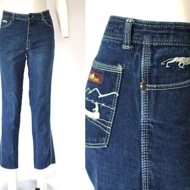 Vintage Tale Lord High Rise Straight Leg Jeans with Embroidered Pockets and Natural Fade - Made in New York - 30” x 30” 