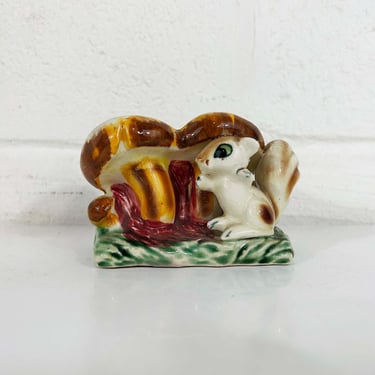 Vintage Mini Squirrel Planter Nature Mushroom Mushies Mushrooms Small Ceramic Pottery Bowl Pot Mid-Century 1950s 50s 