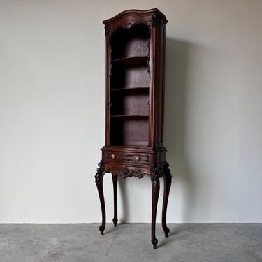 Vintage French Rococo Louis XV–Style Carved Mahogany Cabinet 