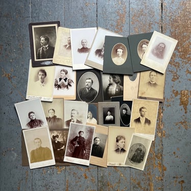 25 Antique Studio Individual Portraits Photo Lot Midwest Studios 