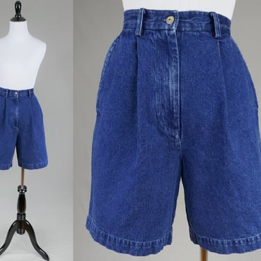 80s 90s Pleated Jean Shorts - 26