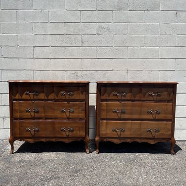 Pair of French Provincial Bombe Bachelor Chests Oversized Nightstands Neoclassical Furniture Bedroom Bedside Tables CUSTOM PAINT AVAIL 