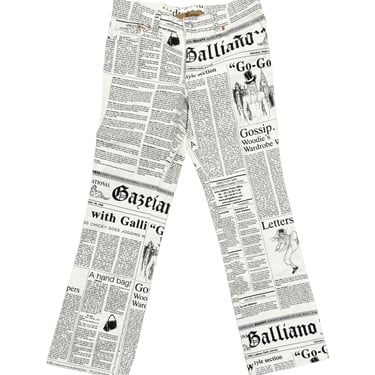 Galliano White Newsprint Pants