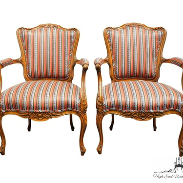 Set of 2 VINTAGE ANTIQUE Country French Provincial Upholstered Accent Arm Chairs 
