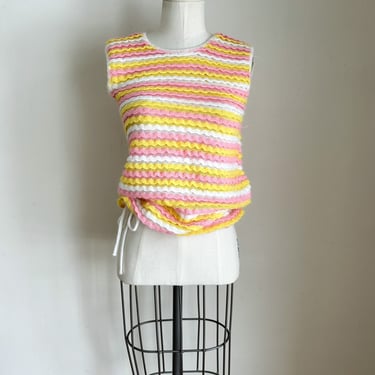 Vintage 1960s Candy Striped Knit Top / XS 