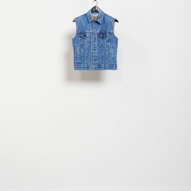 LEVI'S DENIM VEST Vintage Blue Jean Faded Medium Wash Sleeveless Cotton Jacket 90's Oversize / Medium 