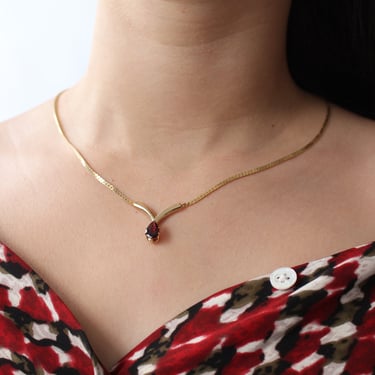 Vintage Burgundy Gem Necklace