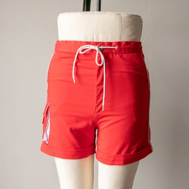 1970s Shorts Red High Waist S/M 