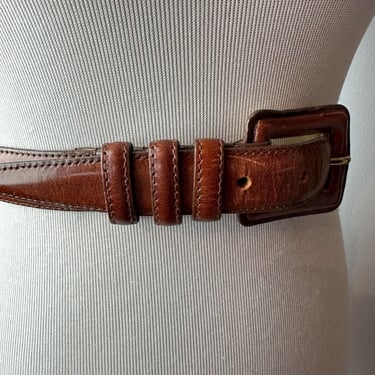 90’s sleek brown leather Women’s belt~ Dressy belt mahogany brown~ 1990 trends~ polished look~ skinny belt/ size Small 