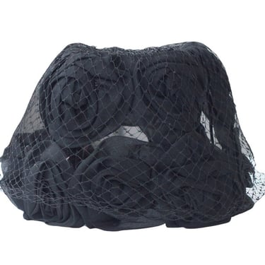 1960s cage hat with black rosettes 