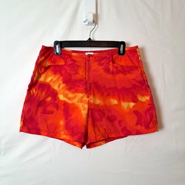 Vintage 2000s Pink & Orange Tie Dye Surf Shorts, Size Large 