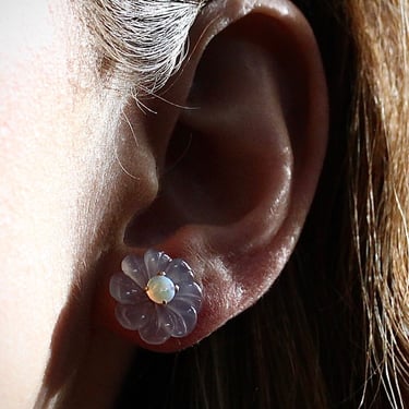 Original Eve | Chalcedony and Opal Flower Earrings