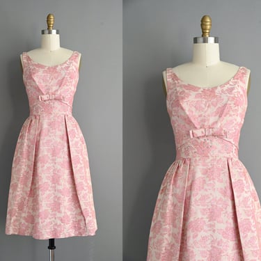 Vintage 1950s Dress | Vintage 1950s Sparkly Rhinestone Pink Bridal Party Dress | Small 