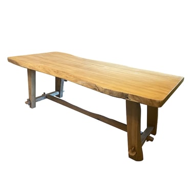 Live Edge Trestle Dining Table, France, 1960-70&#8217;s