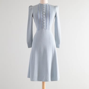 Beautiful Vintage 1970's St. John Knit Dress In Wallis Blue / SM