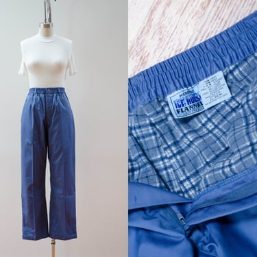 high waisted pants | 80s vintage Ice House blue flannel lined outdoor hiking snow pants 