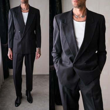 Vintage 80s Giorgio Armani Navy Wool Gabardine Double | The Vault