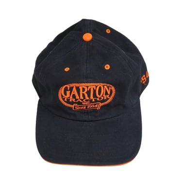 Garton Tractor Black & Orange Buckle Back Baseball Hat Cap Adjustable Unworn 