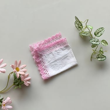 Pink and White Lace Handkerchief