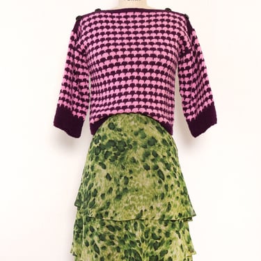 Lime Leopard Silk Skirt L