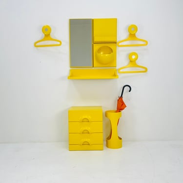 Space-Age Pop Art yellow wardrobe set by Schönbuch by Jürgen Lange from the 1970s 