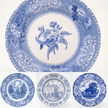 Vintage Blue & White Dinner/Collectible Plates Your Choice! Wedgwood, Staffordshire, Spode, Crown Ducal 10.5” Blue and White Fine Bone China 