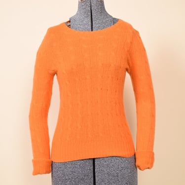 Orange Cable Cashmere Sweater By Ralph Lauren Black Label, S