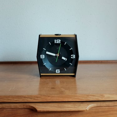 Mid Century Desk Clock by Stancraft - Projector clock, Geometric design, Elegant white painted Dials, MCM design, Metal Frame 