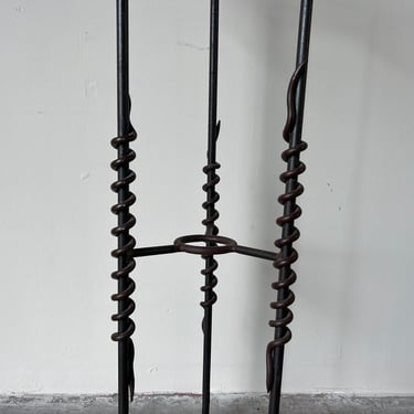 Vintage Hand Crafted Tall Wrought Iron Tripod Plant Stand 