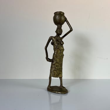 Vintage African Ethnic Bronze Carving Sculpture 