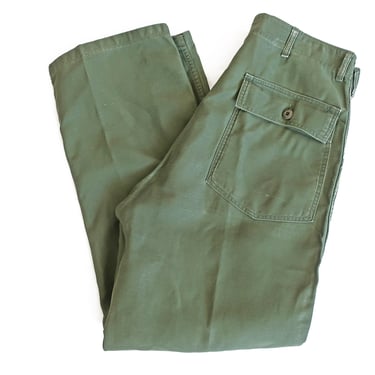 vintage army pants / OG 107 pants / 1960s cotton sateen OG 107 Type 1 army baker pants 34x32 