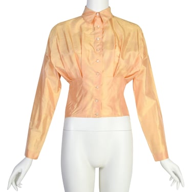Romeo Gigli by Callaghan Vintage SS 1987 Orange Sherbet Iridescent Silk Top